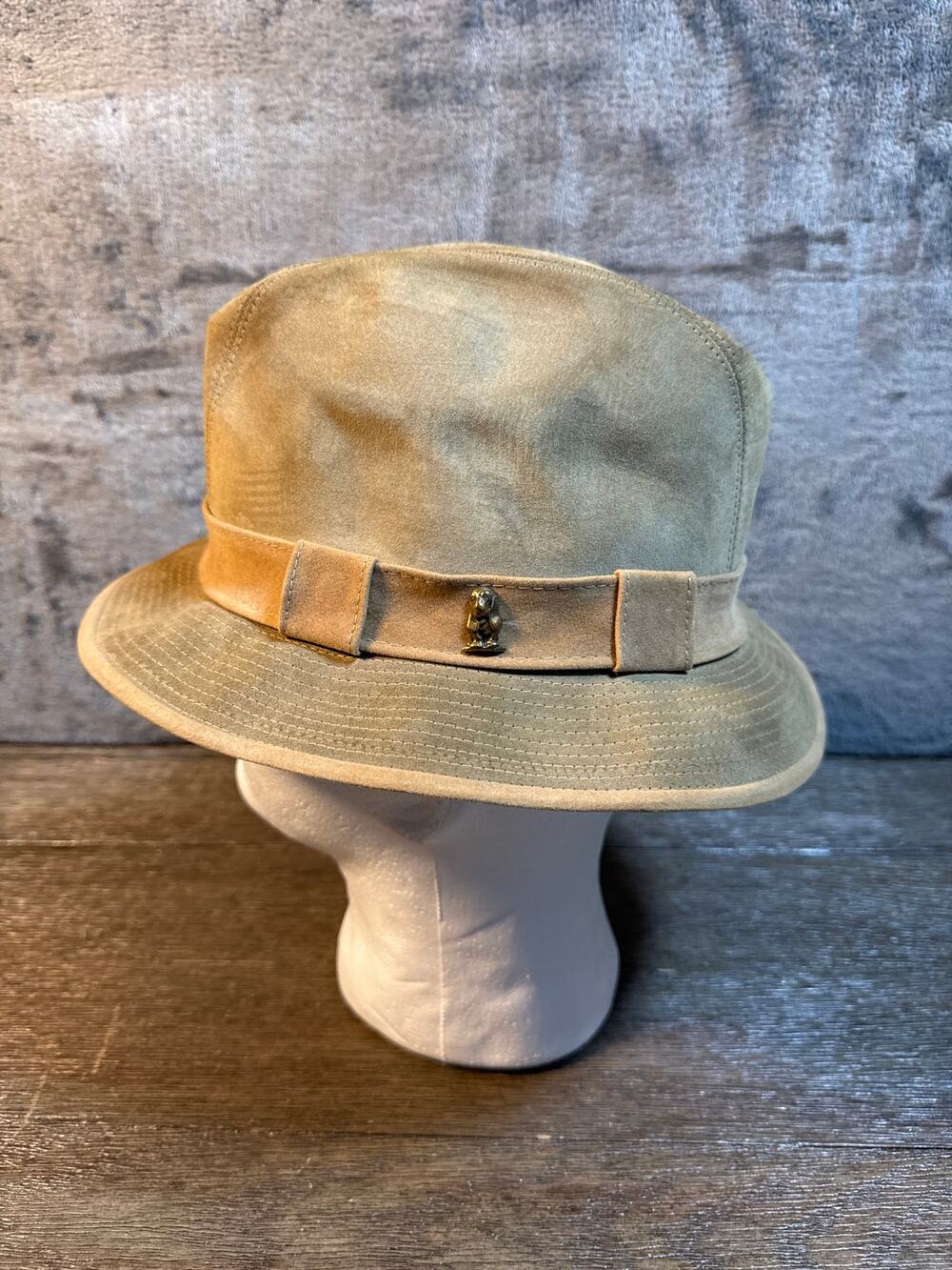 Stetson x Hush Puppies True Vintage 1960s Trilby/Fedora Suede/Leather Hat 6 7/8